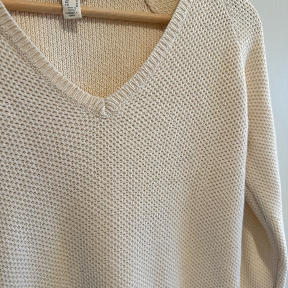 LANDS’END WOMENS CREAM WOVEN 100% COTTON HOODIE SWEATER